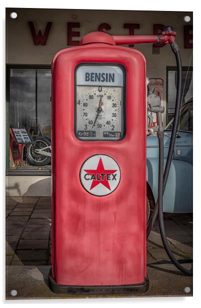 Retro Petrol Pump and Garage Acrylic by Antony McAulay