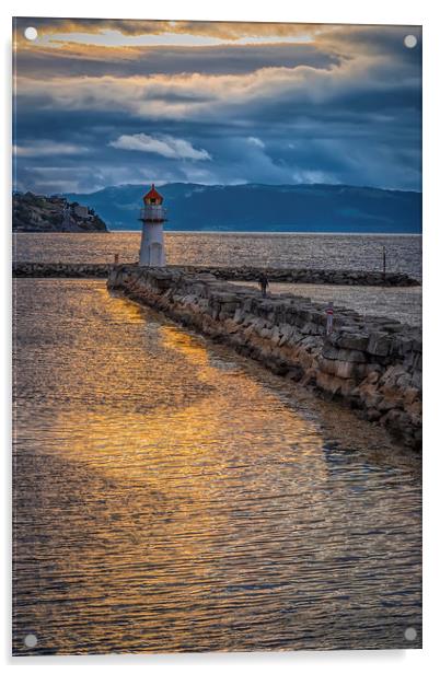 Trondheim Lighthouse at Sundown Acrylic by Antony McAulay