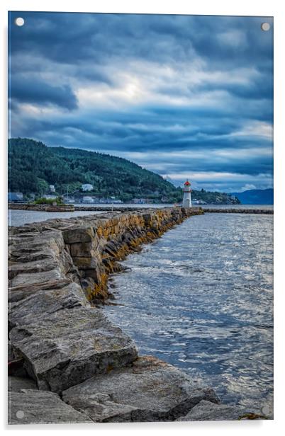 Trondheim Lighthouse at Sunset Portrait Acrylic by Antony McAulay