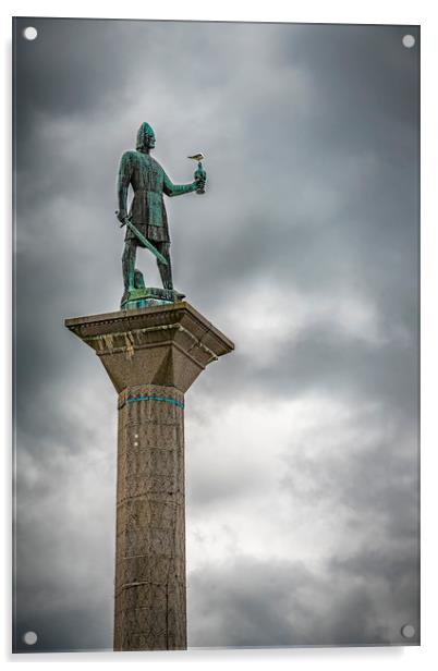 Trondheim Saint Olav Statue and Column Acrylic by Antony McAulay