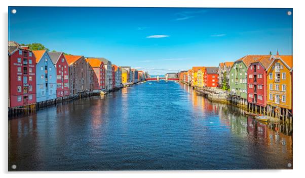 Trondheim River Nidelva Dockside Warehouses Classi Acrylic by Antony McAulay