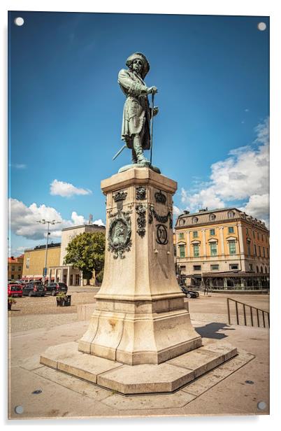 Karlskrona Stotorget Statue Corner Profile Acrylic by Antony McAulay