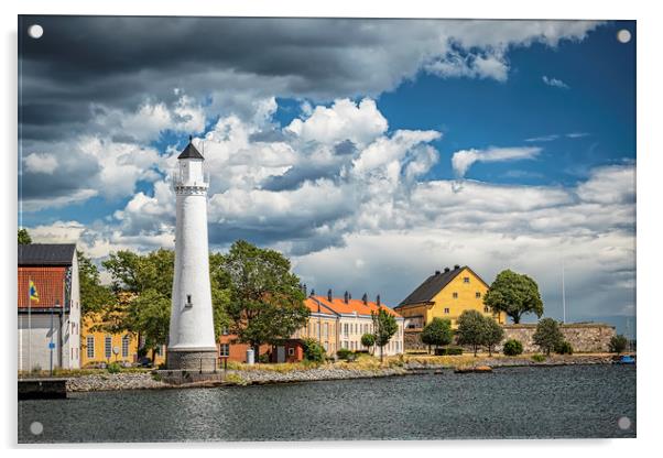 Karlskrona Stumholmen Lighthouse Landscape Acrylic by Antony McAulay
