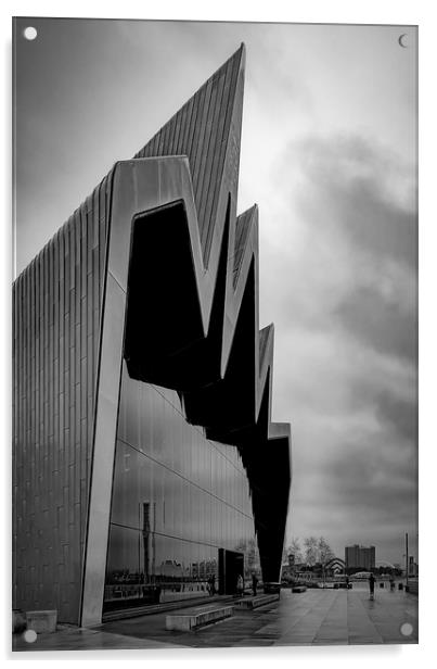 Glasgow Riverside Museum Dramatic Mono View Acrylic by Antony McAulay