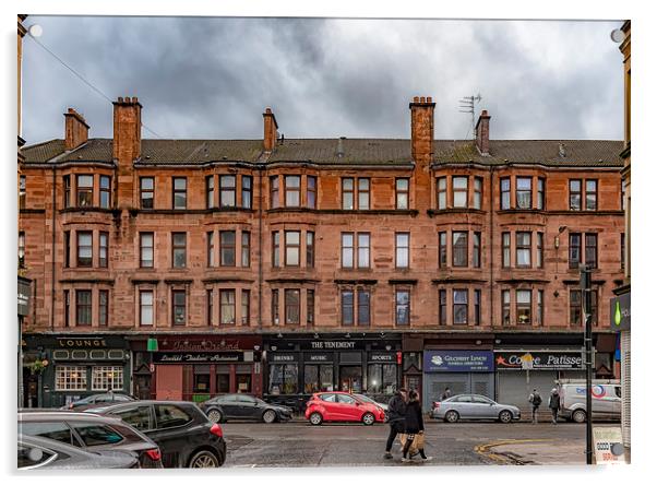 Glasgow Sandstone Tenement With Shops Acrylic by Antony McAulay