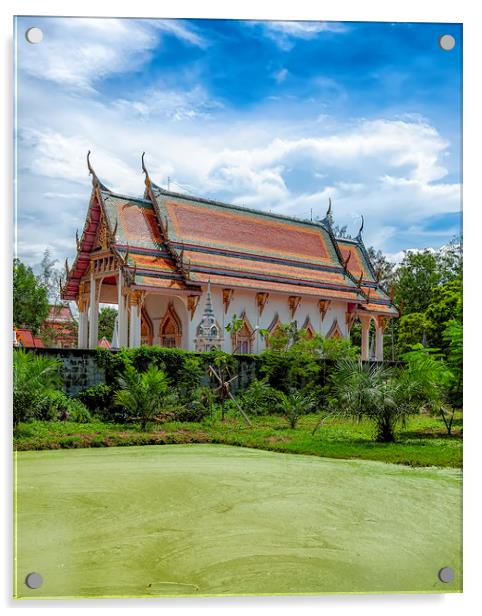 Thailand Hua Hin Chinese Temple and Green Swamp Acrylic by Antony McAulay