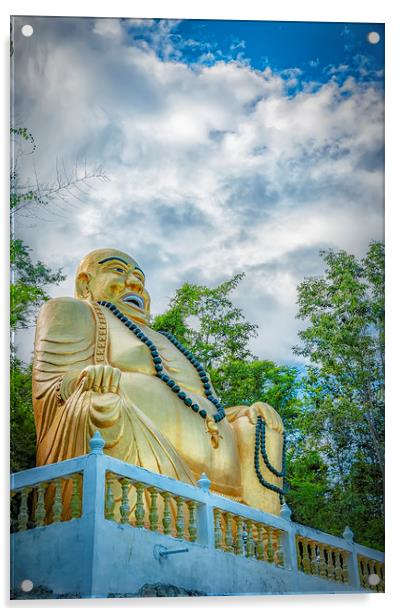 Thailand Hua Hin Chinese Temple Giant Buddha Acrylic by Antony McAulay