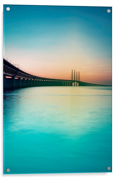 Oresunds Bridge at Dusk Acrylic by Antony McAulay