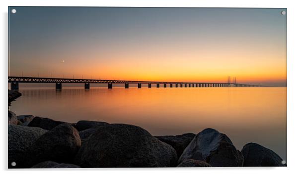 Oresunds Bridge at Sundown Acrylic by Antony McAulay