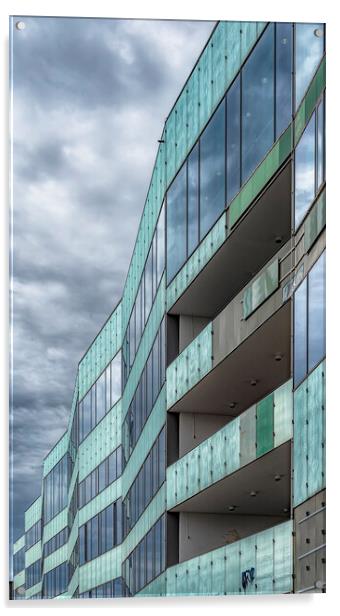 Malmo University Building with a Moody Sky Acrylic by Antony McAulay