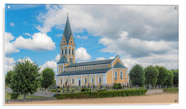 Brakne Hoby Church Panorama Acrylic by Antony McAulay