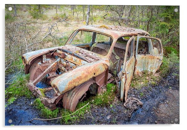 Kirkoe Mosse Bilkyrkogard Swamped Wreckage Acrylic by Antony McAulay