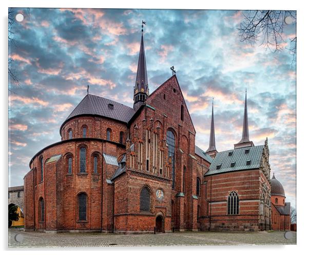 Roskilde Cathedral Sunset Stitch Acrylic by Antony McAulay