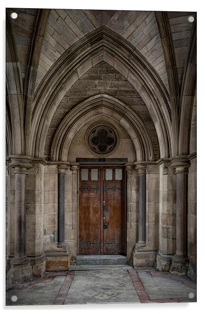 Glasgow University Cloisters Doorway Acrylic by Antony McAulay