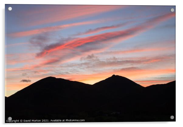 Derwent Fells Silhouetted against the Evening Sky Acrylic by David Morton