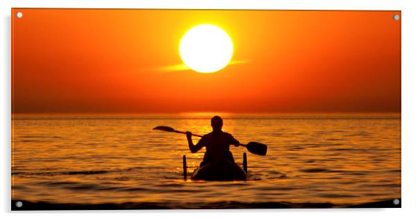 Sunset Kayaka Acrylic by David Morton