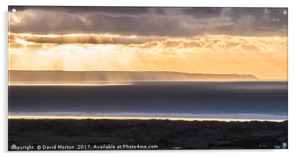 Sunset over Hartland Peninsular Acrylic by David Morton