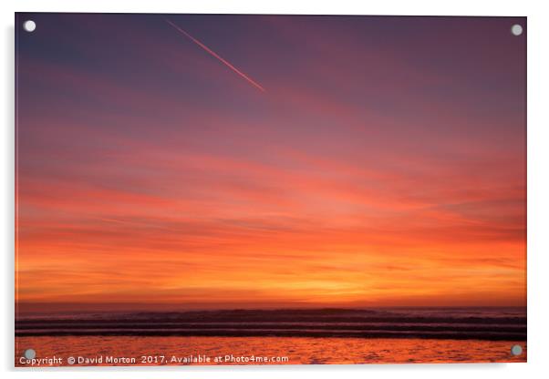Sunset over Croyde Beach Acrylic by David Morton