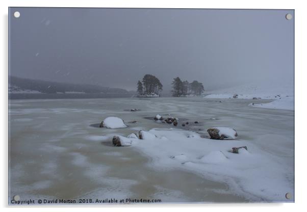Loch Ossian in Winter Acrylic by David Morton