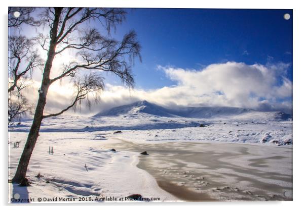 Loch Ossian in Winter Acrylic by David Morton