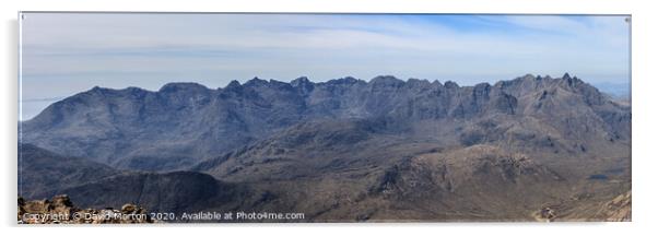 Panorama of the Black Cuillin Ridge from the Summit of Bla Bheinn Acrylic by David Morton