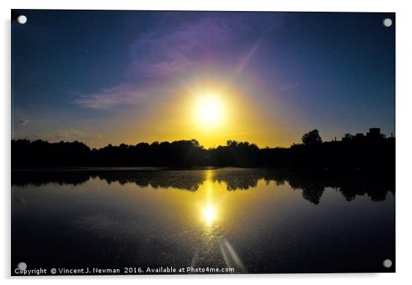  Sunset Over U.E.A Lake, Norwich, England Acrylic by Vincent J. Newman