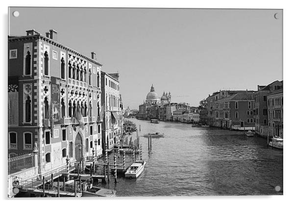 Venice In Black n White Acrylic by John Davies