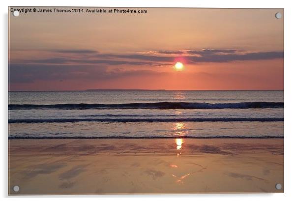 Sunset Woolacombe Beach Acrylic by James Thomas