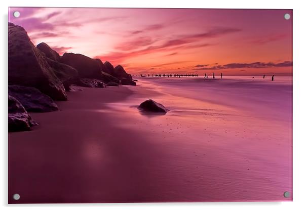 Happisburgh Sunset Acrylic by Steve Hardiman