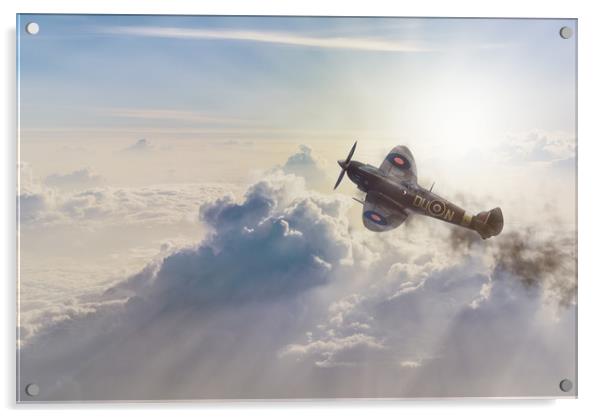 Spitfire over the sun Acrylic by Steve Hardiman