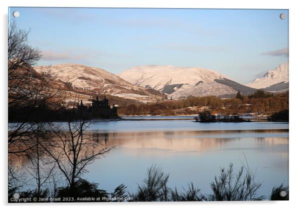 Snowy Mountains of Loch Awe Acrylic by Jane Braat
