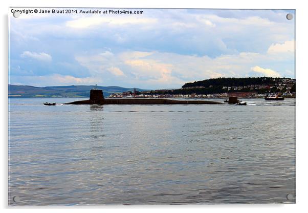Royal Navy submarine on the Clyde Acrylic by Jane Braat