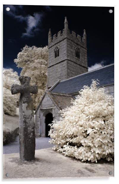 The churchyard at Lanhydrock, Cornwall, England. Acrylic by Jim Ripley