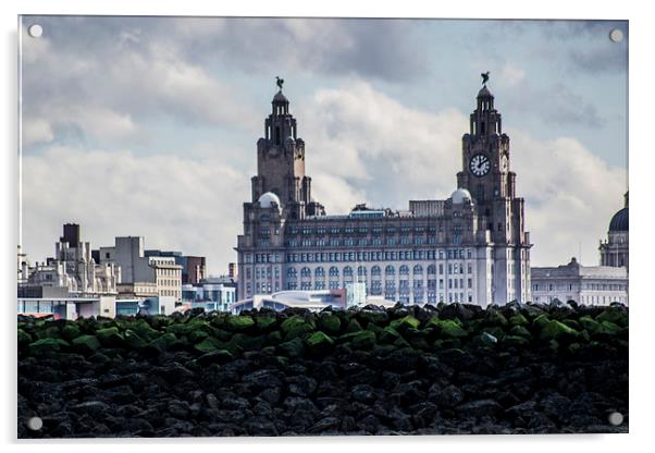 Liverpool Liver buildings Acrylic by Mark  Clair