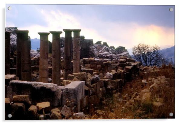 The Roman Temples of Faqra Acrylic by Jacqueline Burrell