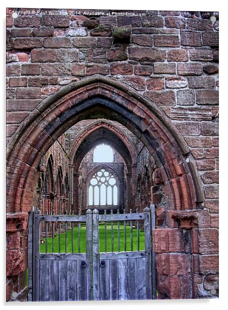 Gate to Sweetheart Abbey Acrylic by Paul Williams