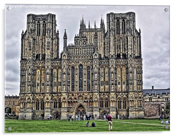West Front Wells Cathedral  Acrylic by Paul Williams