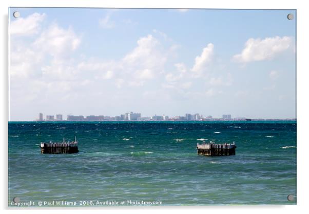 Puerto Juarez and Cancun Mexico from Isla Mujeres Acrylic by Paul Williams