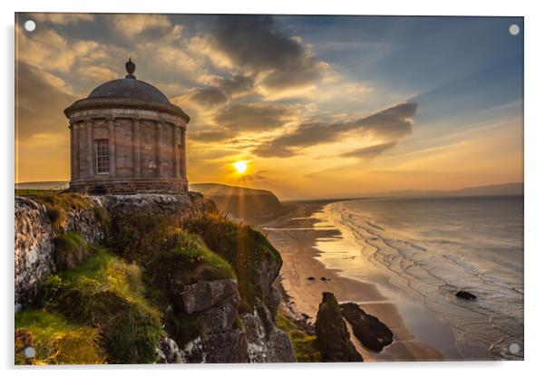 Mussenden Temple Sunset Northern Ireland Downhill  Acrylic by Chris Curry