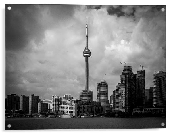  CN Tower & Toronto Skyline Ontario Canada - Black Acrylic by Chris Curry