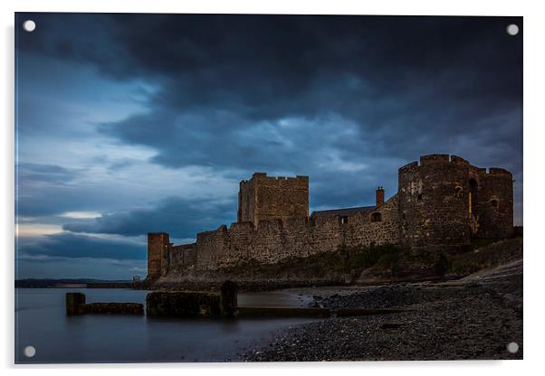 Carrickfergus Castle Nightfall N.Ireland Acrylic by Chris Curry