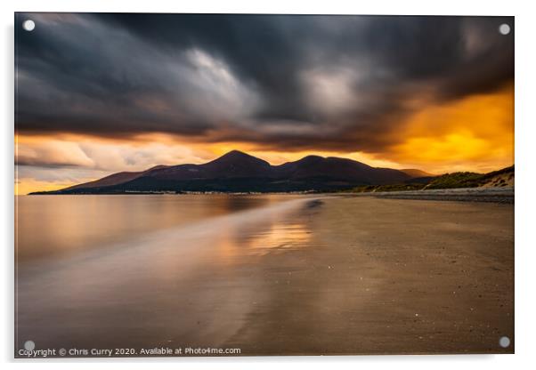 Murlough Beach Mourne Mountains County Down Northern Ireland Acrylic by Chris Curry