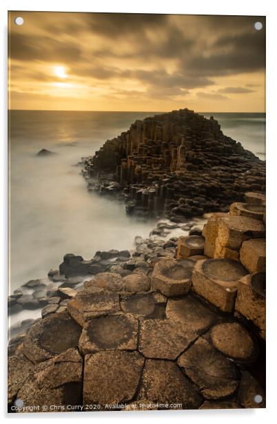 Giants Causeway Sunset Northern Ireland County Antrim Coast Acrylic by Chris Curry