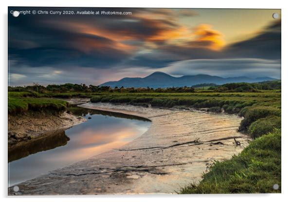 Mourne Mountains From Dundrum Bay County Down Nort Acrylic by Chris Curry