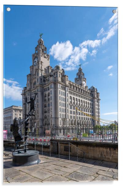 Liverpool Blitz Memorial and Royal Liver Building Acrylic by Dave Wood