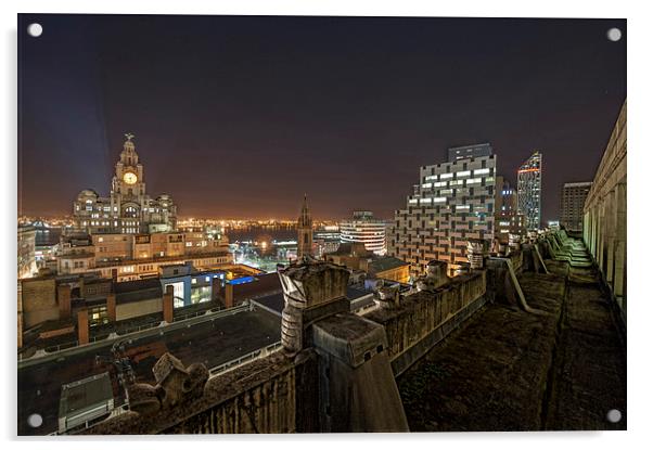 Liverpool at Night Acrylic by Dave Wood
