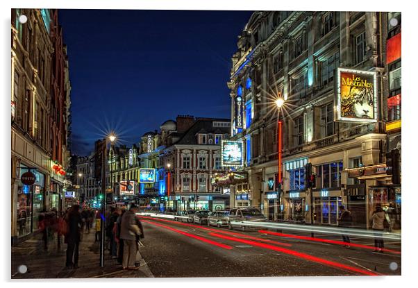 Shaftesbury Avenue, London at Night Acrylic by Dave Wood