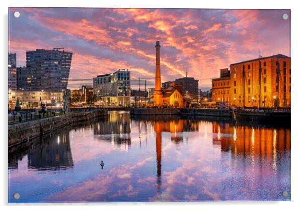 Canning Dock, Liverpool Sunrise Acrylic by Dave Wood