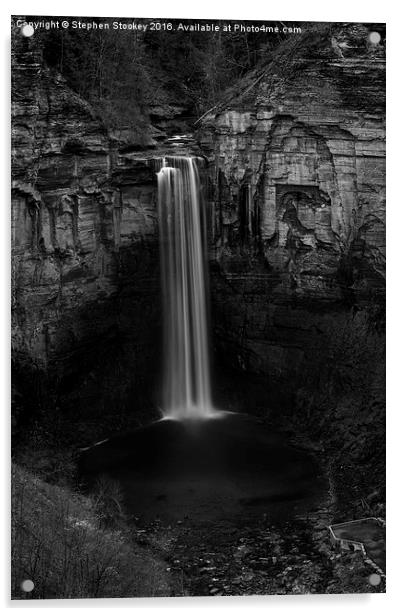Taughannock Falls Late Autumn in B&W Acrylic by Stephen Stookey