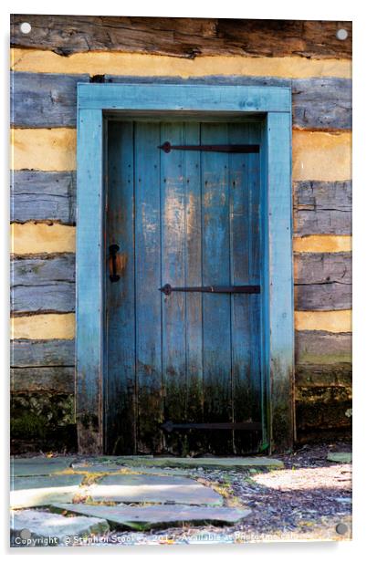 Blue Cabin Door  Acrylic by Stephen Stookey